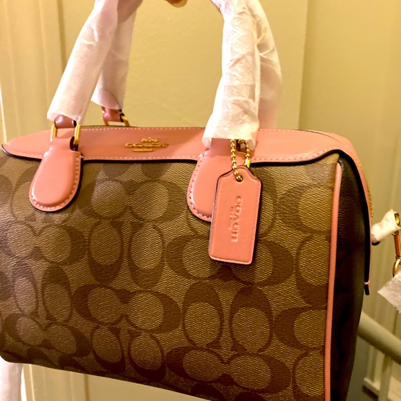 Coach NWTmini Bennet khaki,brown,petal pink